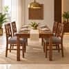 Globally Indian Vallari Solid Sheesham Wood 4 Seater Dining Table Set 4 Chairs Grey