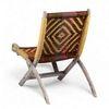 NatWest Sheesham Wood Relaxing Lounge Chair in Assorted Multi-Colour Chindi & Yellow Rope Canning