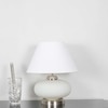 MALOTO Frosted White Glass and Chrome Finish Metal Table Lamp With White Cotton Shade
