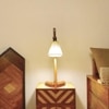 Druid Brown Wooden Table Lamp with White Jute Lampshade