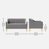 Fame Velvet 2 Seater Sofa in Grey Colour