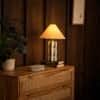 Saguaro Handicrafted Tall Table Lamp in White and Blue Colour