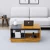Hexa Engineered Wood Coffee Table With Storage And Open Rack In Giant Wood And Slate Grey