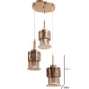 Eliante Hanging Light, 3 Bulb, Champaign Glass Shade, Mild Steel Pendant Lighting
