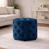 Doe Buck Briana Velvet Tufted Ottoman Cube in Blue Colour