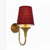 Devansh Metal Electric Wall Light in Antique Gold Colour with Maroon Shade Count of 1 Light