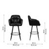 Doe Buck Luxury Faux Leather Counter Height Bar Stool in Black Colour