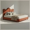 Solara Wave Luxe Queen Size Bed in velvet With Oak wood Frame & Hydraulic Storage