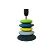 Multicolour Handpainted And Hancarved Distress Wooden Stone Finish Table Lamp