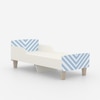 Minimalist Kids Toddler Bed in White and Light Blue Stripes