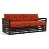 Raymond 3 Seater Wooden Sofa in American Walnut Finish & Lava Colour