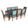 Globally Indian Sheesham Wood 8 Seater Dining Table Set With 8 Solid Wood Upholstered Chairs –  In Blue Color