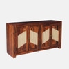 Sheesham Wood 4 Door Sideboard In Honey Oak Finish