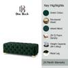 Doe Buck Velvet Tufted Bench in Green Colour with Gold Base