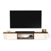 BLUEWUD Darien Engineering Wood Wall Mount TV Entertainment Unit Set Top Box Stand/TV Cabinet Panel with Shelves for Books & D�cor Display Unit Bed Living Room Upto 60 Inches (Brown Maple & White)