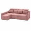 Luna 5 Seater Velvet RHS Pull Out Sofa Cum Bed in Peach Color With Storage