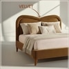 Elaris Curve Comfort King Size Bed Bed in velvet With Engineer Wood Frame & Hydraulic Storage