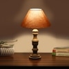 Devansh Grey Cotton Table Lamp With  Wood Natural Base (10X18 Inches)-32