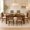 Globally Indian Prisha Solid Sheesham Wood 6 Seater Dining Table Set 6 Chairs Beige
