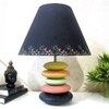 Pebble Antique Black Pink Wooden Table Lamp in Multicolor