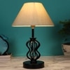 Blair off-white cotton Table lamp with Iron Base