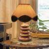 Devansh Multicolor Vintage Cotton Table Lamp With Wood Pebble Lamp (12X12X16.5) Inches -C