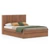 Koro  Solid Wood King Size Box Storage Bed In Amber Walnut Finish