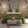 Stoa Paris 300TC UltrSatin Super King Bedsheet with 2 Pillow Covers Satin Super Olive Green White