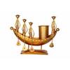 Desert Art Metal Handpainted Golden Boat Pen Stand