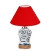 Devansh Conical Red Cotton Shade Lamp With Wood & Mosaic Glass Base For Decoration/Office/Home/Gifting/Study For Decoration/Office/Home/Gifting/Study -(10X10X14.5) Inches -A