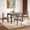 Atlas Crest Storage Solid Wood 4 Seater Dining Table With 4 Ollie Diing Chairs (Finish : Danish Walnut, Chair Colour : Lilac)