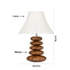 Devansh Cross Pleated Cotton Table Lamp With Wood Pebble Lamp (12X12X16.5) Inches -C