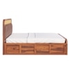 Yashvi Solid Wood Kng Size Hydrulic Storage Bed In Honey Oak Finish Brown 72x78 inch