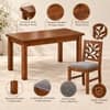 Globally Indian Patrika Solid Sheesham Wood 4 Seater Dining Table Set 4 Chairs Grey