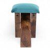 Dayton Sheesham Wood Accent Square Stool in Turquoise Sea Velvet Upholstery