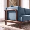 Como Three Seater In Premium Teak Wood Sofa in Sienna Teak Finish with Ocean Weave Colour