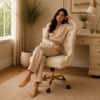 Doe Buck Swen Luxury Beige Tufted Velvet Office Chair