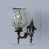 Devansh Metal Electric Wall Light in Antique Gold Colour with Beige Shade Count of 1 Light