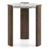 Kanso Hexagon Toronto Marble and Solid Wood Side Table in Danish Walnut Finish