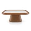 Lazo Solid Wood And Banswara Marble Square Coffee Table In Amber Walnut Finish