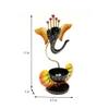 Desert Art Metal Handpainted Yellow Ganesha Tealight Holder