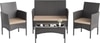 Carry Bird Wicker Patio Furniture Accessorie 4 Seater Sets In Black And Dark Beige Colour