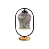 Devansh Multicolor Glass Wooden & Iron  Table Lamp -17 Inch Height  -Akl