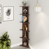 BLUEWUD Cadlic Engineered Wood Wall Decor Multi-Tier Corner Shelf Display Rack Decorative Hall D�cor for Living Room Home Furniture 6 Shelves (Wenge)