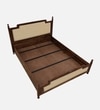 Domino Solid Wood King  Size Bed With Box Storage (Provincial Teak Finish, Beige Colour)