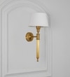 Parker Single Light Wall Fitting In Antique Brass Finish Metal With White Cotton Shade