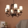 Eliante White Glass Chandelier, 6 Light, Mild Steel And Glass, Modern Hanging Ceiling Fixture