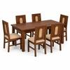 Globally Indian Sabine Solid Sheesham Wood 6 Seater Dining Table Set 6 Chairs Teal Blue