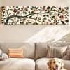 Traditional Kalamkari Botanical Canvas Wall Art 12 x 46 Inch
