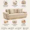 Jonet Velvet 3 Seater Sofa in Cream Color